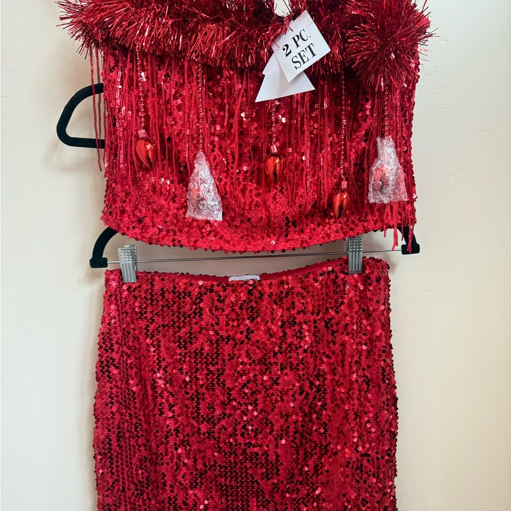 Love on a Hanger Vibrant Red Sequin Ensemble
